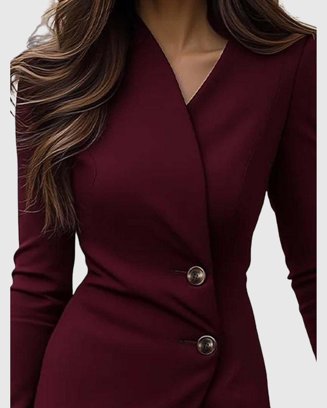 Andrea - Women's Wrap Button-Front Midi Dress