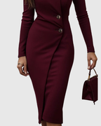 Andrea - Women's Wrap Button-Front Midi Dress