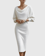 Annie - Women's Cowl Neck Batwing Midi Dress
