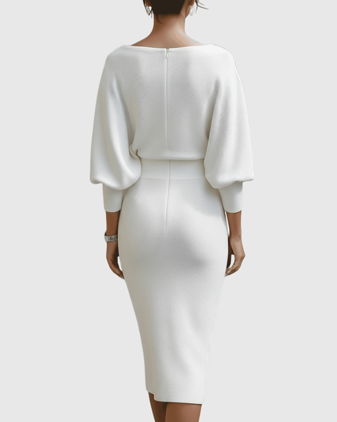Annie - Women's Cowl Neck Batwing Midi Dress