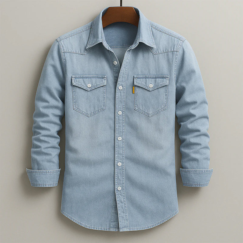 Apollo - Men's Button-Down Long-Sleeve Denim Shirt 1