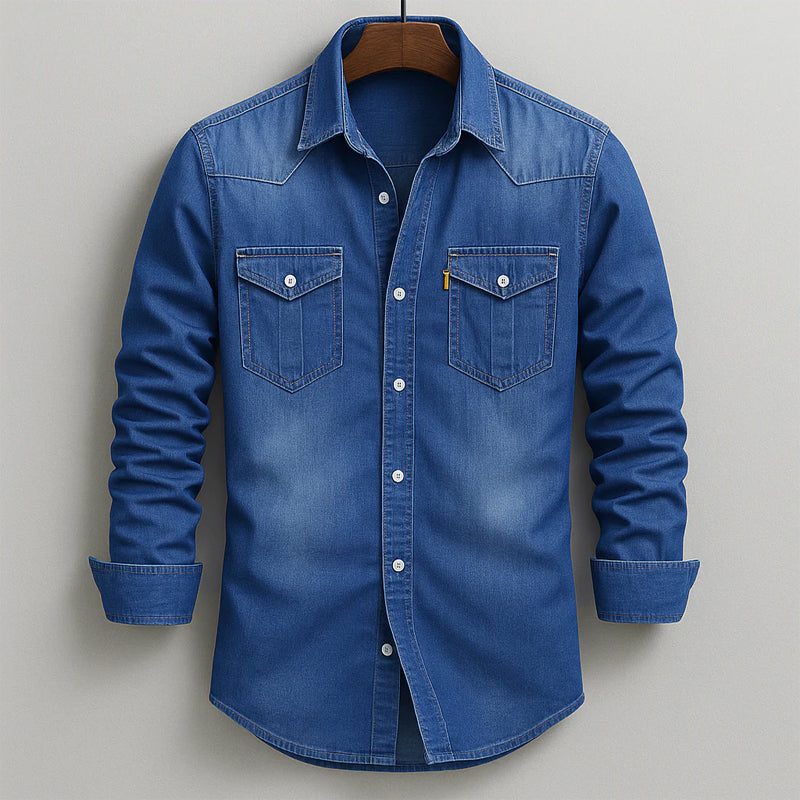 Apollo - Men's Button-Down Long-Sleeve Denim Shirt 2