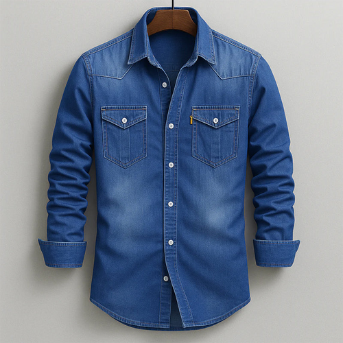 Apollo - Men's Button-Down Long-Sleeve Denim Shirt 2