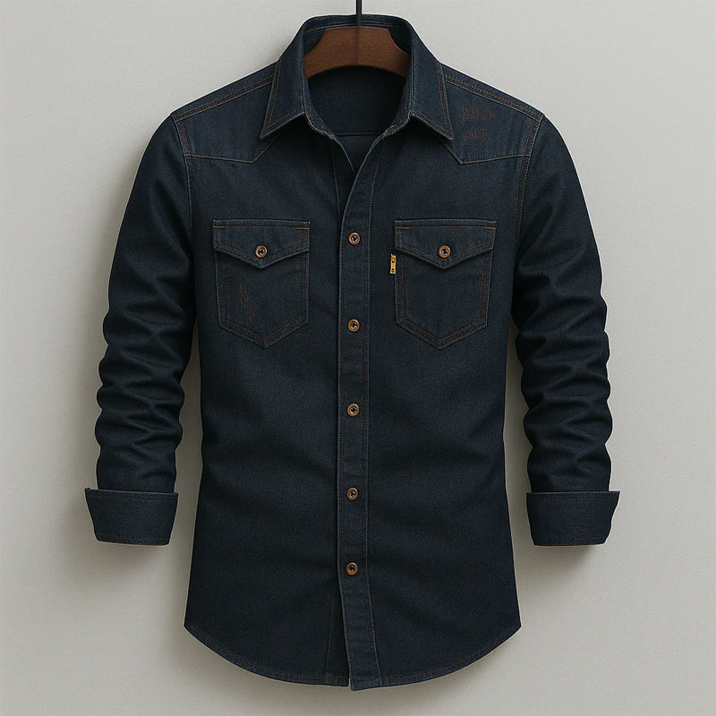 Apollo - Men's Button-Down Long-Sleeve Denim Shirt 3