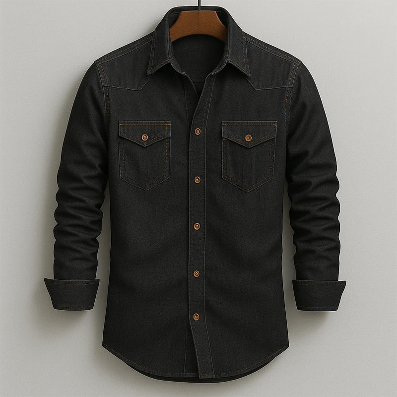 Apollo - Men's Button-Down Long-Sleeve Denim Shirt 4
