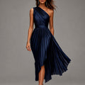 Astrid - Women's One-Shoulder Pleated Midi Dress 1