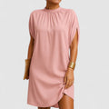 Aurelia - Women's Mock-Neck Shift Dress with Asymmetrical Hem