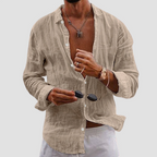 Axel - Men's Plain Linen Button-Down Shirt 2