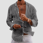 Axel - Men's Plain Linen Button-Down Shirt 3