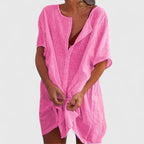 Bailey - Women's Button-Front Linen Tunic Dress