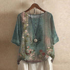 Beatrix - Women's Vintage Floral Print Tunic Blouse