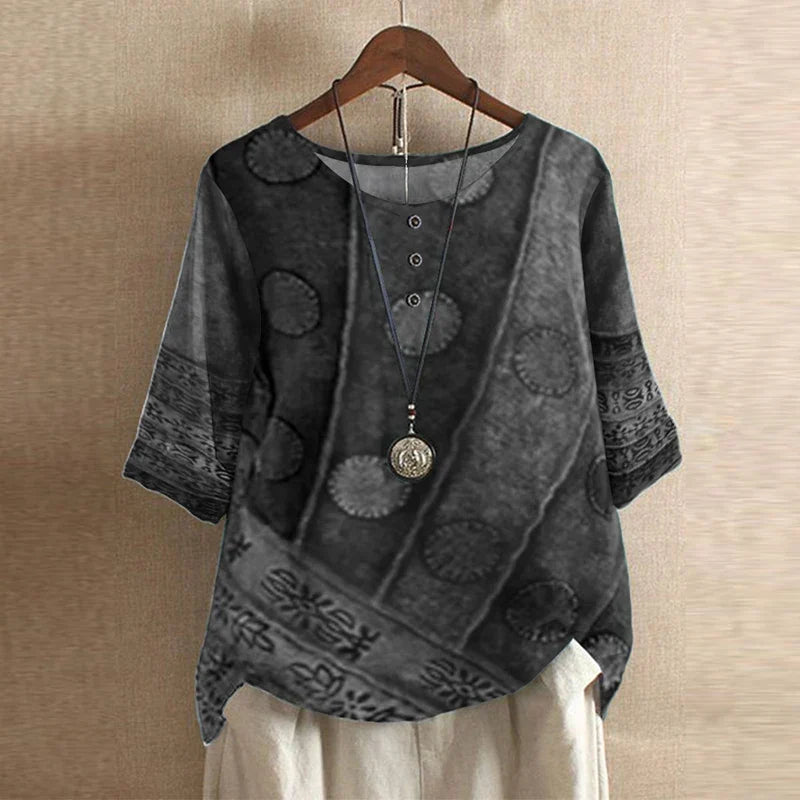 Beatrix - Women's Vintage Floral Print Tunic Blouse