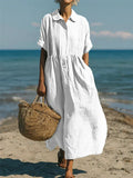 Bianca - Women's Button-Front Collared Midi Dress
