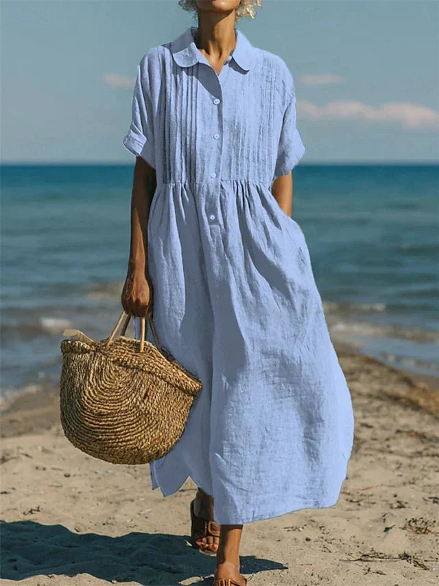 Bianca - Women's Button-Front Collared Midi Dress