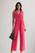 Briana - Women's Wrap Jumpsuit with Blazer Collar and Tie Waist