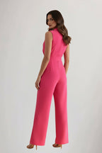 Briana - Women's Wrap Jumpsuit with Blazer Collar and Tie Waist