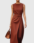 Brooke - Women's Round-Neck Sleeveless Midi Dress