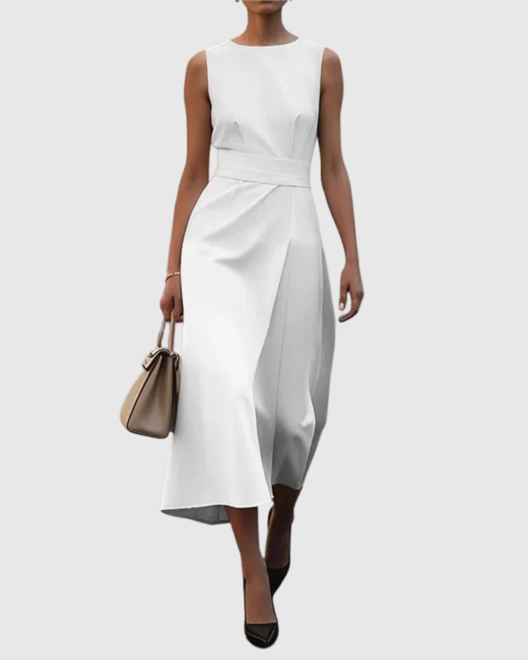 Brooke - Women's Round-Neck Sleeveless Midi Dress