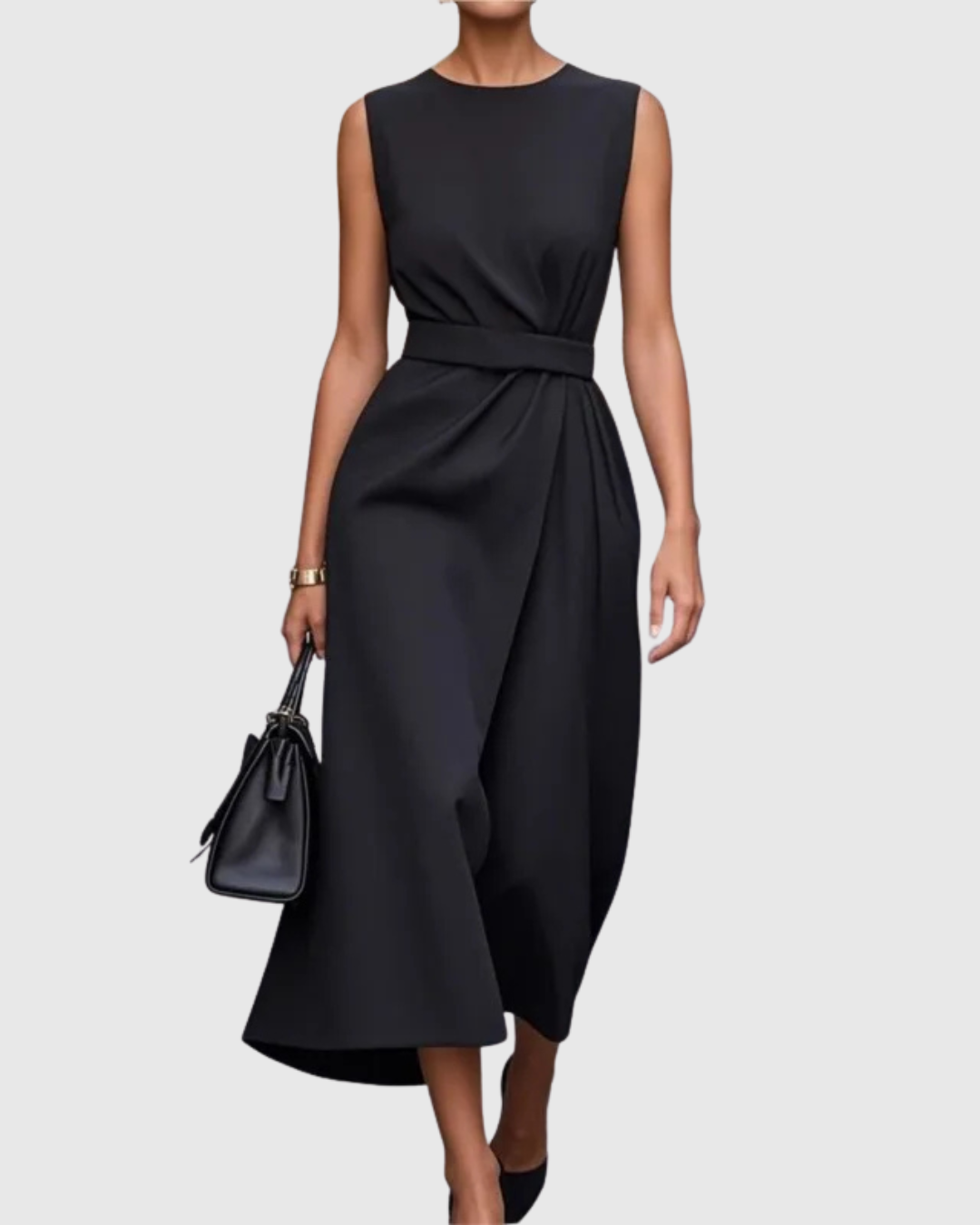Brooke - Women's Round-Neck Sleeveless Midi Dress