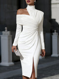 Camila - Women's Asymmetric Draped One-Shoulder Evening Dress