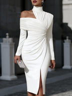 Camila - Women's Asymmetric Draped One-Shoulder Evening Dress