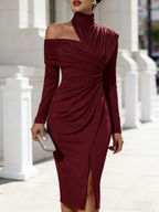 Camila - Women's Asymmetric Draped One-Shoulder Evening Dress