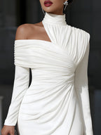 Camila - Women's Asymmetric Draped One-Shoulder Evening Dress