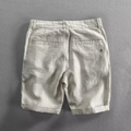 Carlos - Men's White Linen Mid-Length Shorts 2