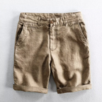 Carlos - Men's White Linen Mid-Length Shorts 3