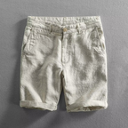 Carlos - Men's White Linen Mid-Length Shorts 4