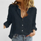 Celeste - Women's Button-Front Lapel Blouse