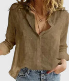 Celeste - Women's Button-Front Lapel Blouse