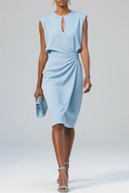 Celeste - Women's Sleeveless Keyhole Ruched Midi Dress