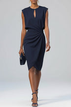Celeste - Women's Sleeveless Keyhole Ruched Midi Dress