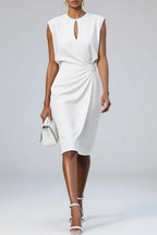 Celeste - Women's Sleeveless Keyhole Ruched Midi Dress