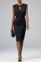 Celeste - Women's Sleeveless Keyhole Ruched Midi Dress