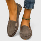Colette - Women's Suede Loafers with Metal Chain Detail