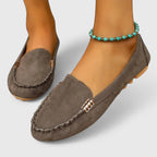 Colette - Women's Suede Loafers with Metal Chain Detail