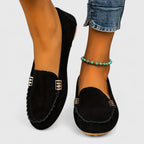 Colette - Women's Suede Loafers with Metal Chain Detail