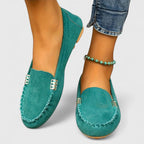 Colette - Women's Suede Loafers with Metal Chain Detail