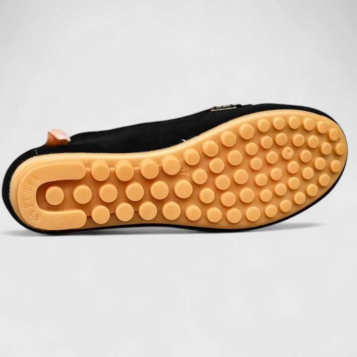 Colette - Women's Suede Loafers with Metal Chain Detail