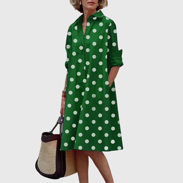 Cordelia - Women's Button-Front A-Line Shirt Dress