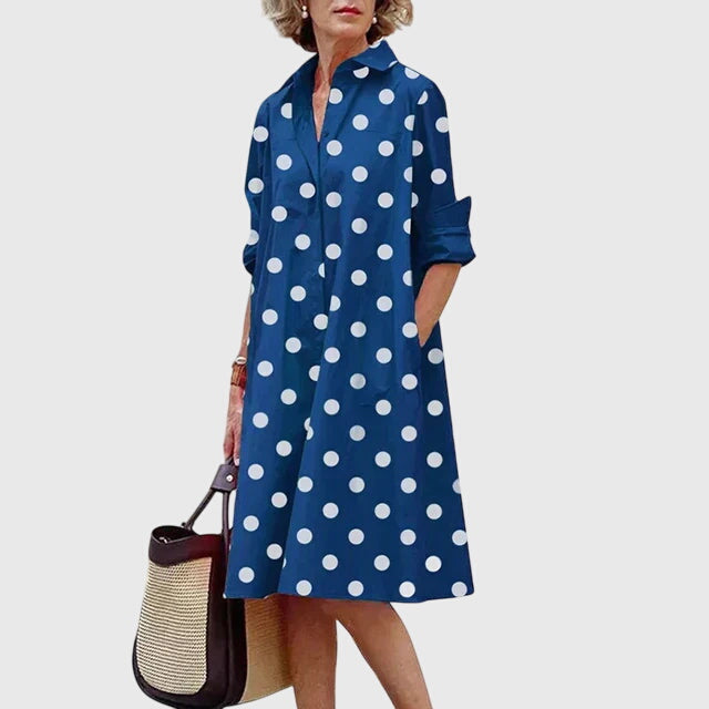 Cordelia - Women's Button-Front A-Line Shirt Dress
