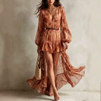 Cressida - Women's Tie-Dye Deep V High-Low Mini Dress 1
