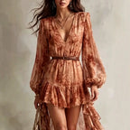 Cressida - Women's Tie-Dye Deep V High-Low Mini Dress 2