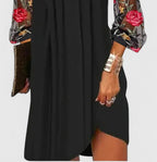 Dahlia - Women's Floral Sheer-Sleeve V-Neck Mini Dress