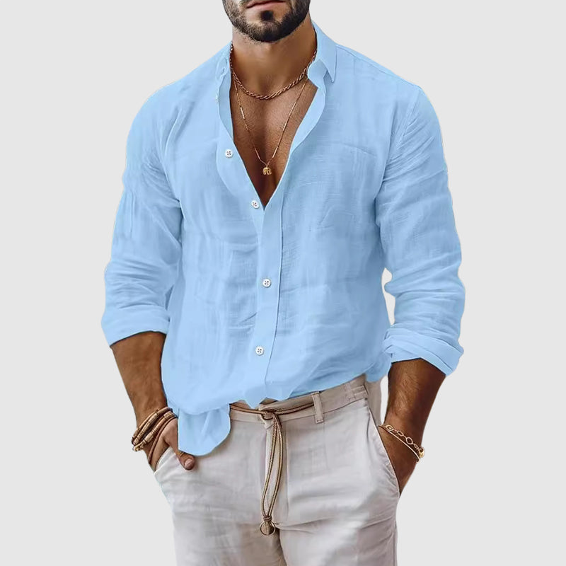 Dawson - Men's Long Sleeve Button-Down Linen Shirt 1