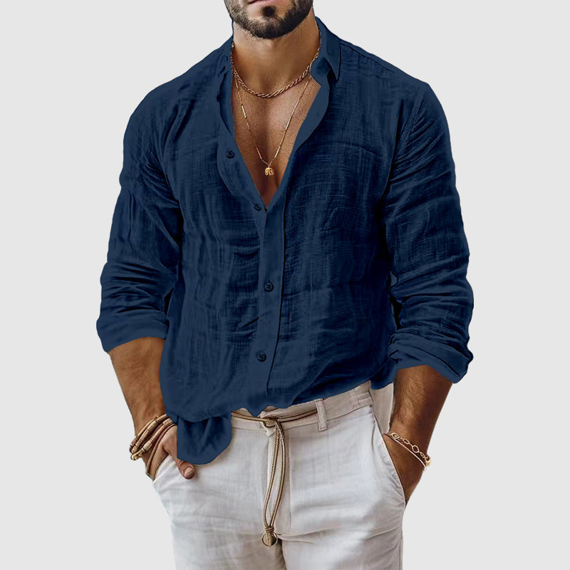 Dawson - Men's Long Sleeve Button-Down Linen Shirt 3