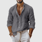 Dawson - Men's Long Sleeve Button-Down Linen Shirt 4