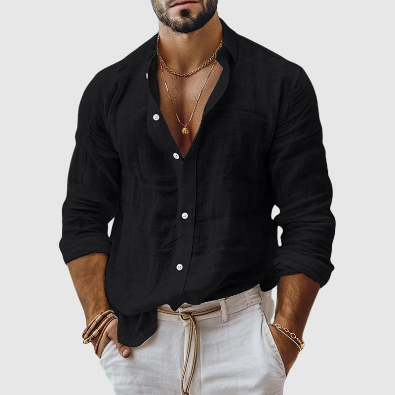 Dawson - Men's Long Sleeve Button-Down Linen Shirt 5